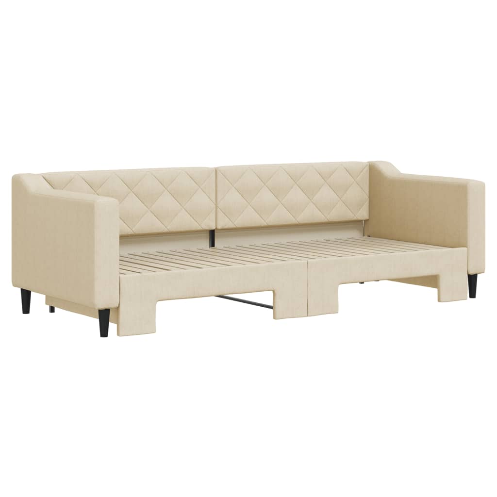 Divano Letto con Letto Estraibile-Sofa Letto-Daybed Crema 80x200 cm Tessuto 588806