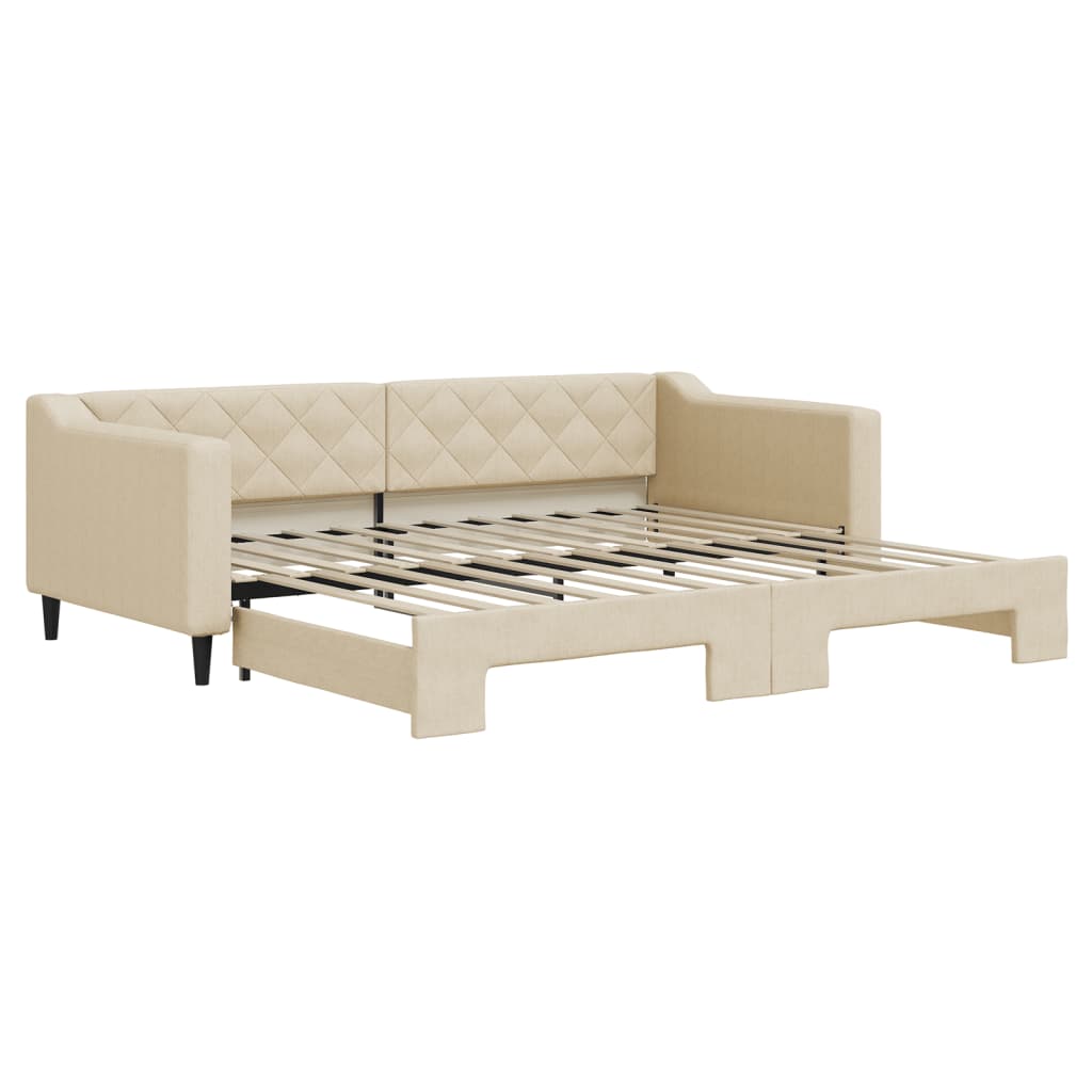 Divano Letto con Letto Estraibile Crema 90x200 cm in Tessuto 3197430