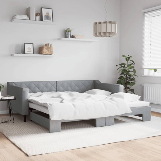 Divano Letto con Letto Estraibile-Sofa Letto-Daybed Grigio Chiaro 100x200 Tessuto 766053