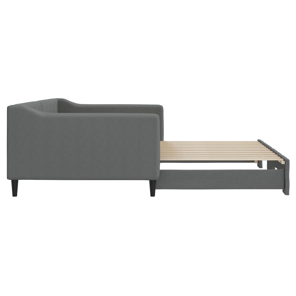 Divano Letto con Letto Estraibile Grigio Scuro 100x200 Tessuto