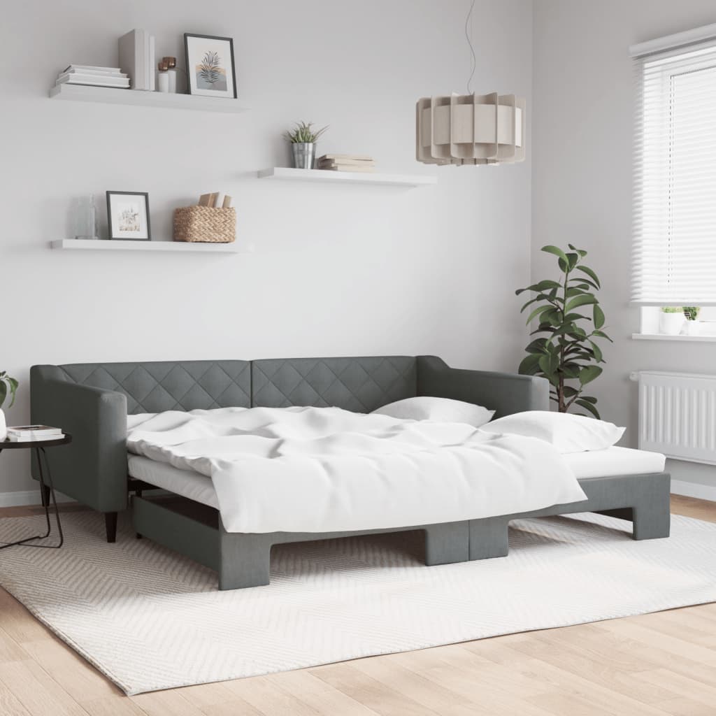 Divano Letto con Letto Estraibile-Sofa Letto-Daybed Grigio Scuro 100x200 Tessuto 729470