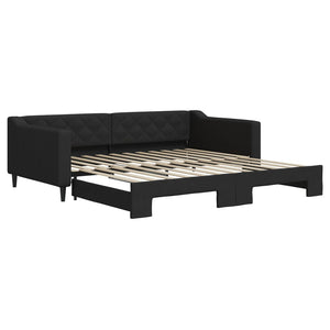 Divano Letto con Letto Estraibile-Sofa Letto-Daybed Nero 100x200 cm in Tessuto 525356