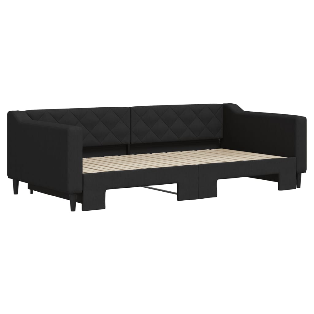 Divano Letto con Letto Estraibile Nero 100x200 cm in Tessuto 3197433