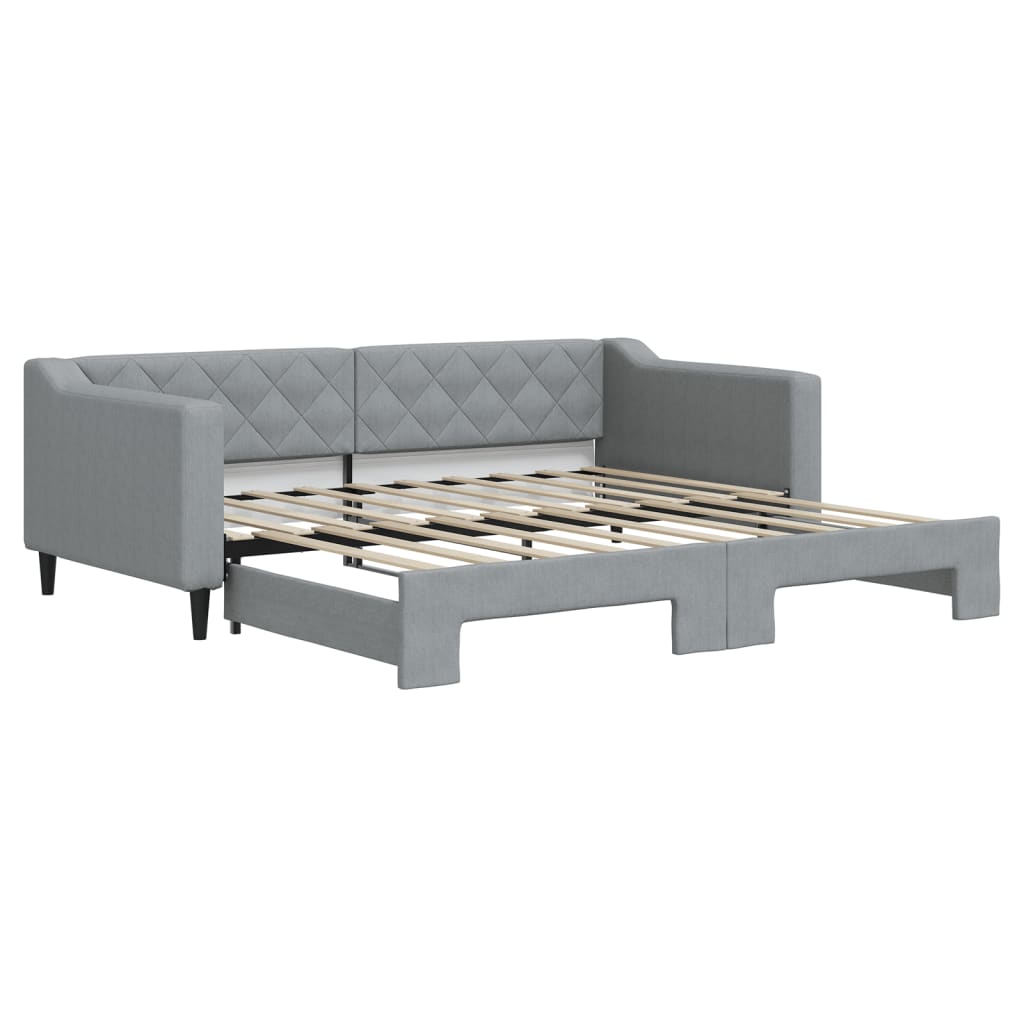 Divano Letto con Letto Estraibile Grigio Chiaro 90x190 Tessuto