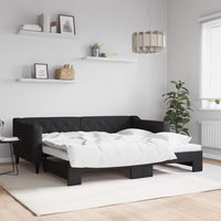 Divano Letto con Letto Estraibile Nero 90x190 cm in Tessuto 3197438