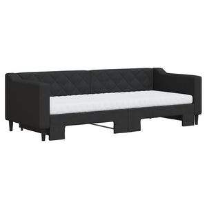 Divano Letto Estraibile con Materassi Nero 80x200 cm Tessuto 3197441