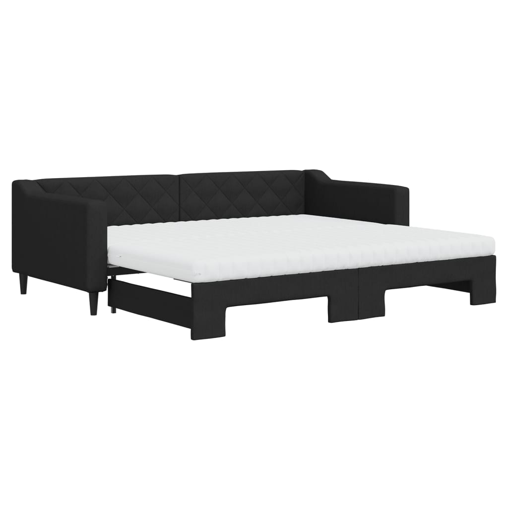 Divano Letto Estraibile con Materassi Nero 90x200 cm in Tessuto 3197446