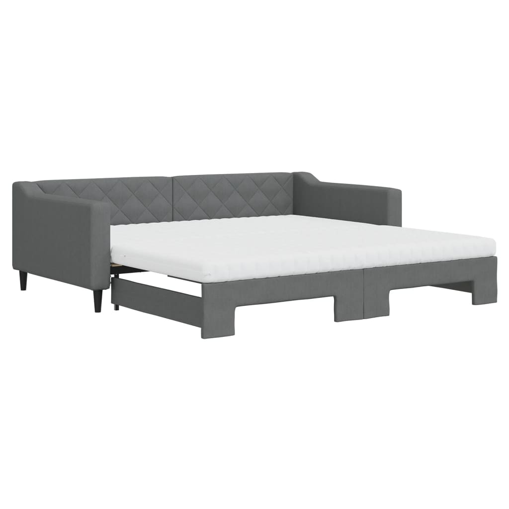 vidaXL Divano Letto Estraibile Materassi Grigio Scuro 100x200 Tessuto