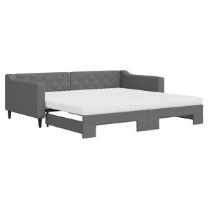 vidaXL Divano Letto Estraibile Materassi Grigio Scuro 100x200 Tessuto