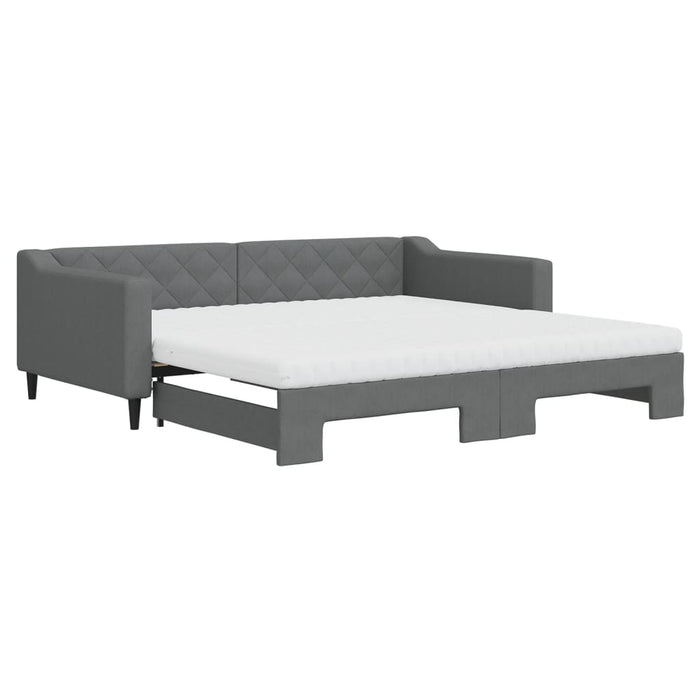vidaXL Divano Letto Estraibile Materassi Grigio Scuro 100x200 Tessuto
