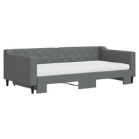 vidaXL Divano Letto Estraibile Materassi Grigio Scuro 100x200 Tessuto
