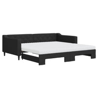 Divano Letto Estraibile con Materassi Nero 100x200 cm Tessuto