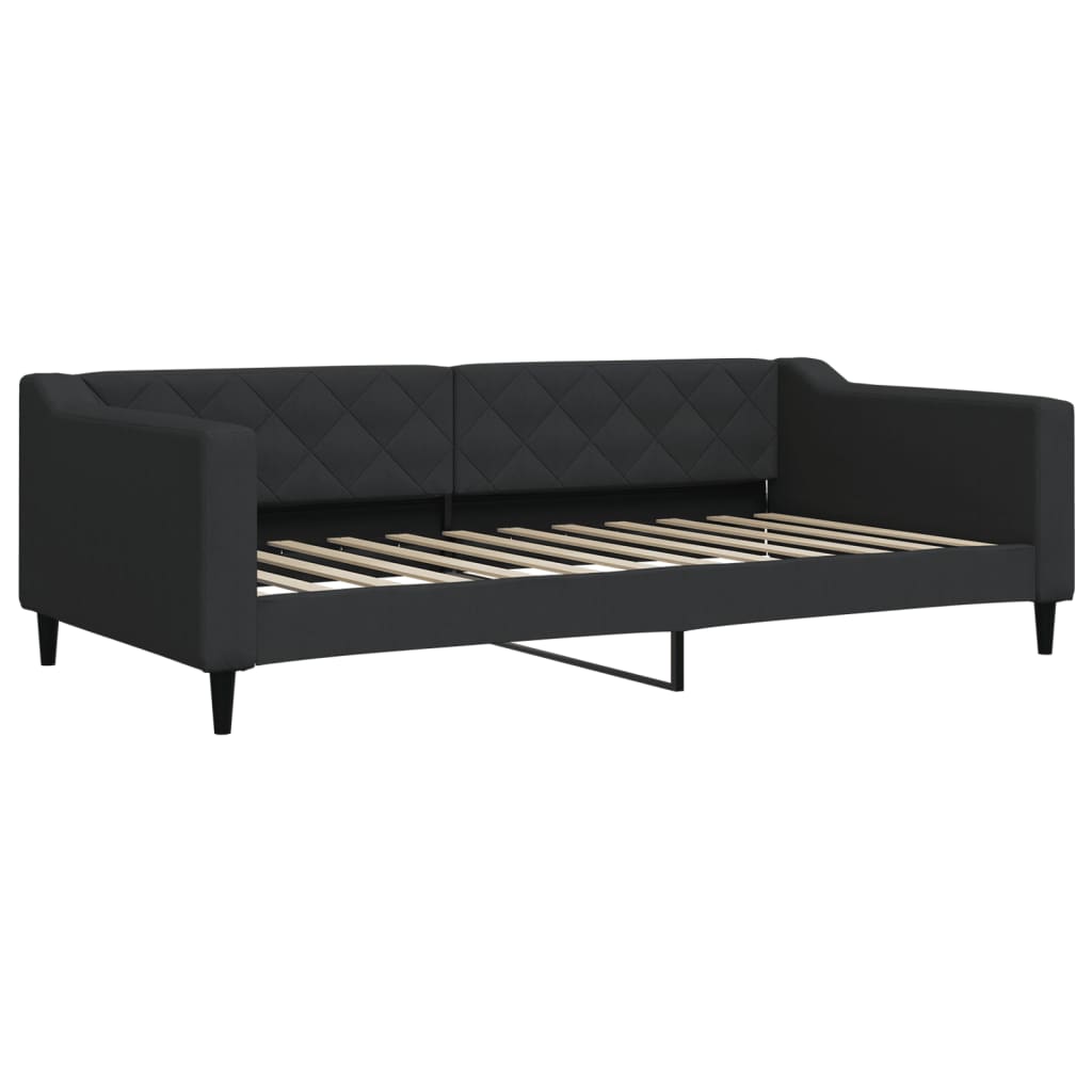Divano Letto Estraibile con Materassi Nero 100x200 cm Tessuto
