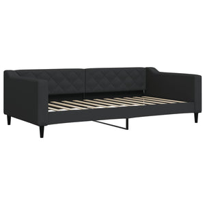 Divano Letto Estraibile con Materassi Nero 100x200 cm Tessuto