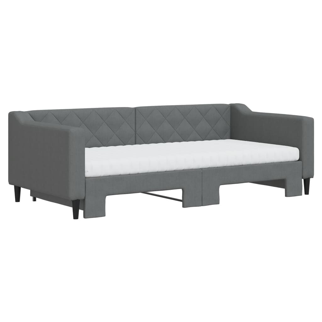 Divano Letto Estraibile Materassi Grigio Scuro 90x190cm Tessuto