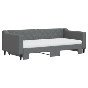 Divano Letto Estraibile Materassi Grigio Scuro 90x190cm Tessuto
