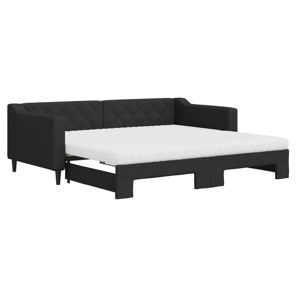 Divano Letto Estraibile con Materassi Nero 90x190 cm in Tessuto 3197456