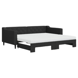 Divano Letto Estraibile con Materassi Nero 90x190 cm in Tessuto 3197456