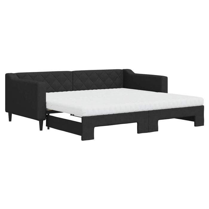 Divano Letto Estraibile con Materassi Nero 90x190 cm in Tessuto 3197456