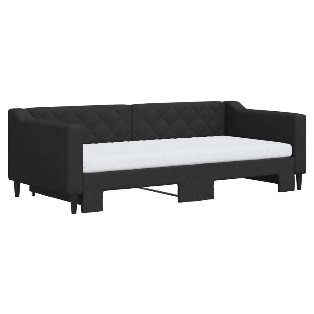 Divano Letto Estraibile con Materassi Nero 90x190 cm in Tessutocod mxl 131080