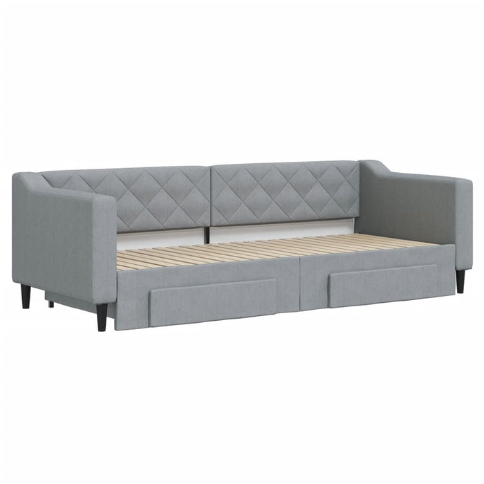 Divano Letto Estraibile Cassetti-Sofa Letto-Daybed Grigio Chiaro 80x200cm Tessuto 164433