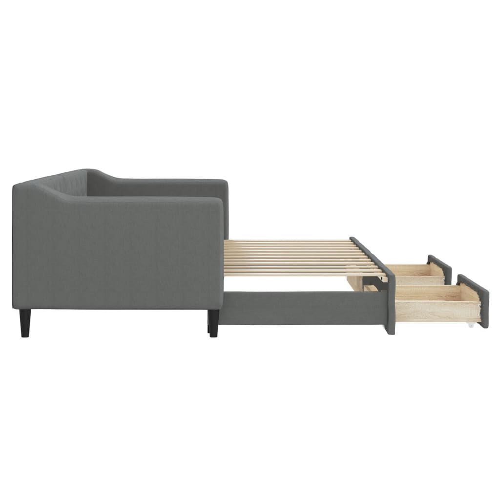Divano Letto Estraibile Cassetti Grigio Scuro 80x200cm Tessuto 3197458