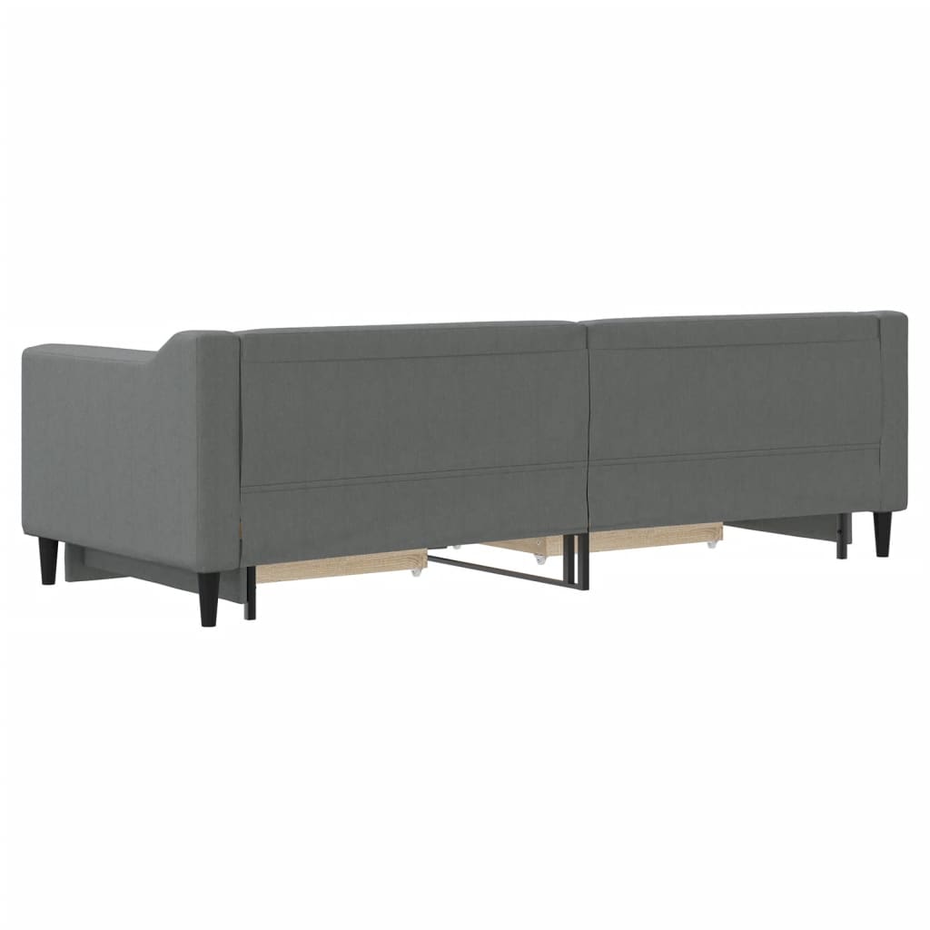 Divano Letto Estraibile Cassetti Grigio Scuro 80x200cm Tessuto