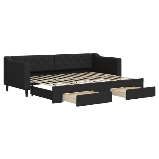 Divano Letto Estraibile con Cassetti Nero 80x200 cm in Tessutocod mxl 82712