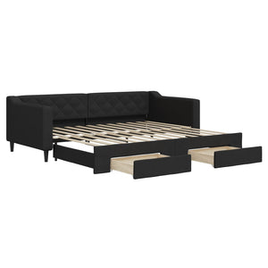 Divano Letto Estraibile con Cassetti Nero 90x200 cm in Tessuto 3197464
