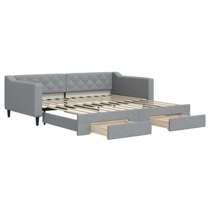 vidaXL Divano Letto Estraibile Cassetti Grigio Chiaro 100x200 Tessuto