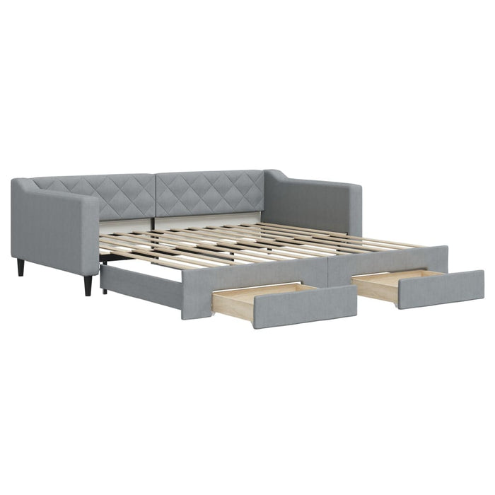 vidaXL Divano Letto Estraibile Cassetti Grigio Chiaro 100x200 Tessuto