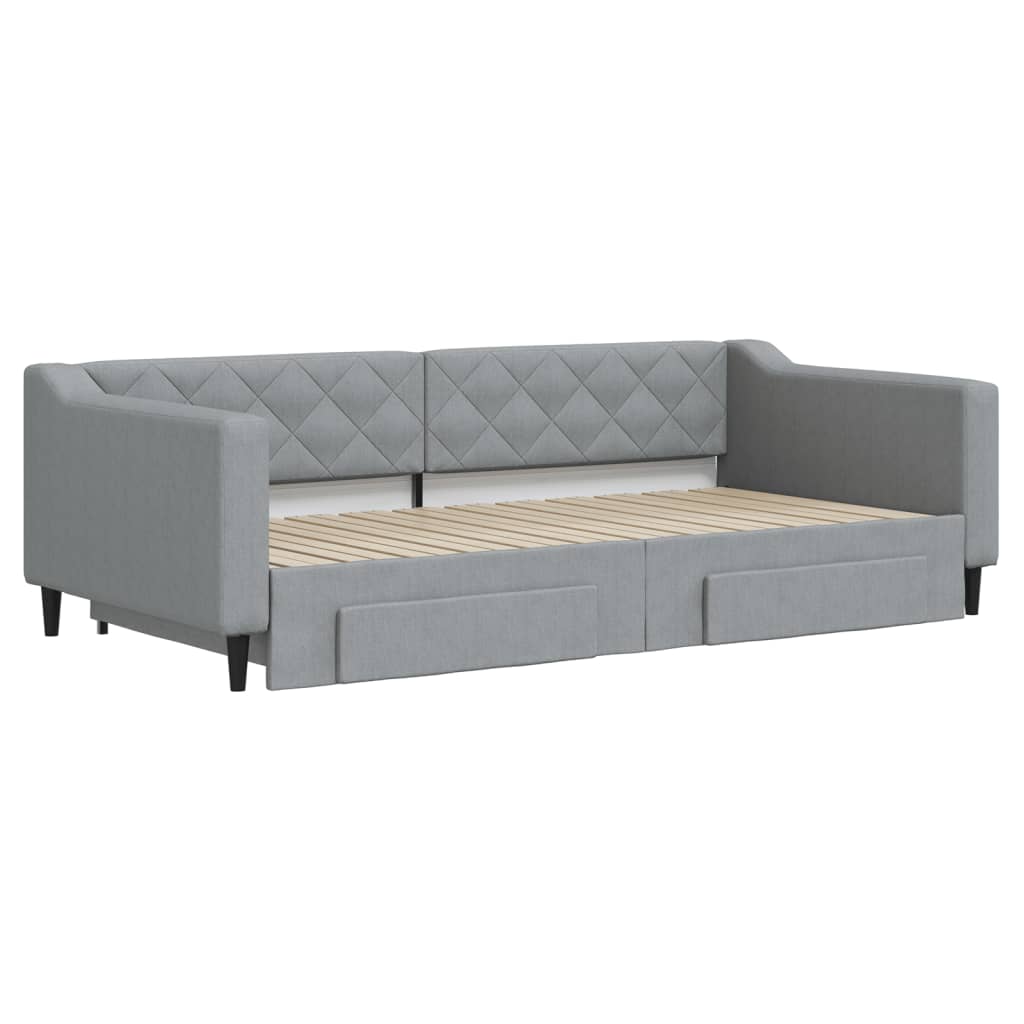 vidaXL Divano Letto Estraibile Cassetti Grigio Chiaro 100x200 Tessuto