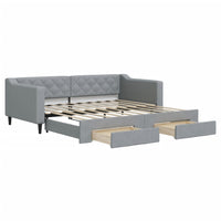 Divano Letto Estraibile Cassetti-Sofa Letto-Daybed Grigio Chiaro 90x190cm Tessuto 358652