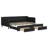Divano Letto Estraibile con Cassetti Nero 90x190 cm in Tessuto