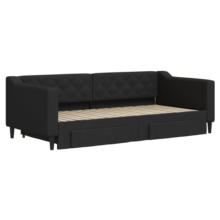 Divano Letto Estraibile con Cassetti Nero 90x190 cm in Tessuto 3197474