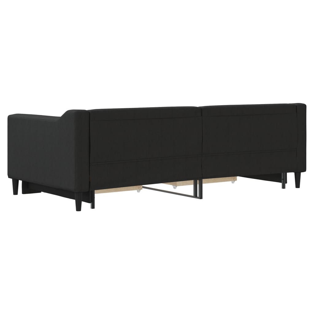 Divano Letto Estraibile con Cassetti Nero 90x190 cm in Tessuto
