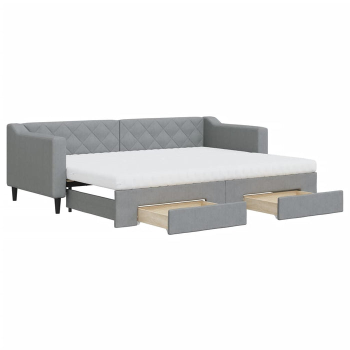 Divano Letto Estraibile Cassetti Grigio Chiaro 80x200cm Tessutocod mxl 131082