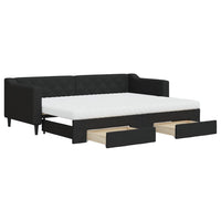 Divano Letto Estraibile con Cassetti Nero 80x200 cm in Tessuto 3197477