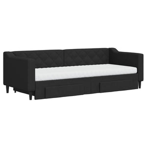Divano Letto Estraibile con Cassetti Nero 80x200 cm in Tessuto 3197477
