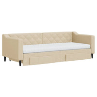 Divano Letto Estraibile con Cassetti Crema 80x200 cm in Tessutocod mxl 107121