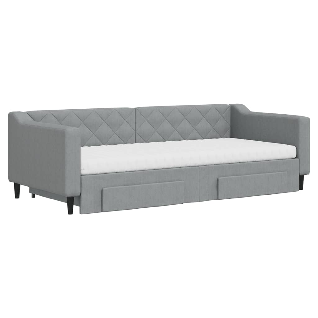 Divano Letto Estraibile Cassetti Grigio Chiaro 90x200cm Tessuto 3197480