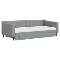 Divano Letto Estraibile Cassetti Grigio Chiaro 90x200cm Tessuto 3197480