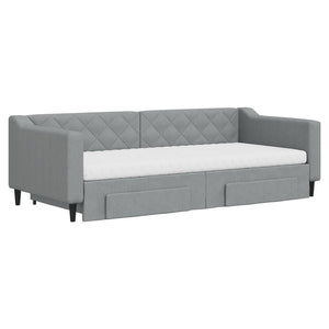 Divano Letto Estraibile Cassetti Grigio Chiaro 90x200cm Tessuto 3197480