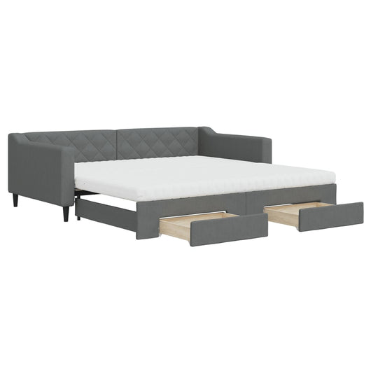 vidaXL Divano Letto Estraibile Cassetti Grigio Scuro 100x200cm Tessuto