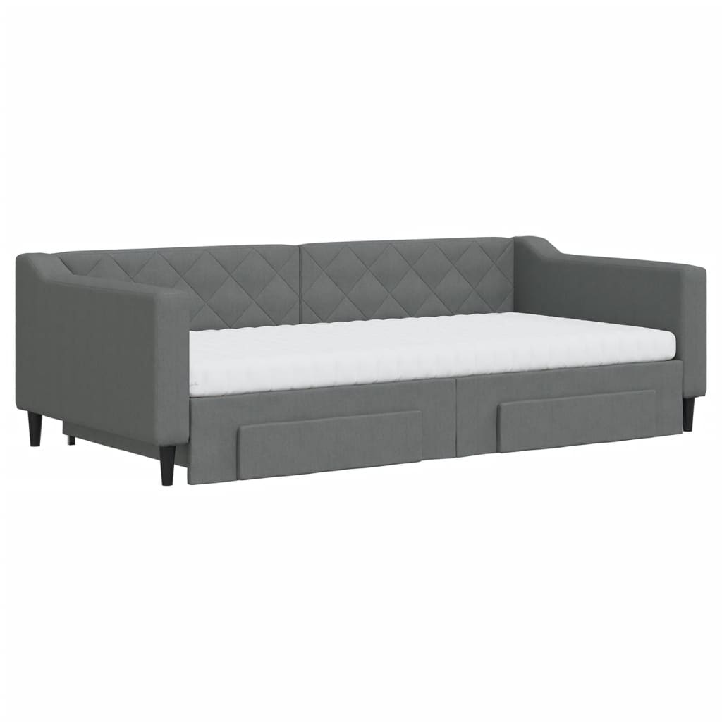 vidaXL Divano Letto Estraibile Cassetti Grigio Scuro 100x200cm Tessuto