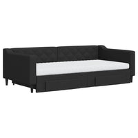 Divano Letto Estraibile con Cassetti Nero 100x200 cm in Tessuto 3197487