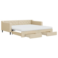 Divano Letto Estraibile con Cassetti Crema 100x200cm in Tessutocod mxl 130649