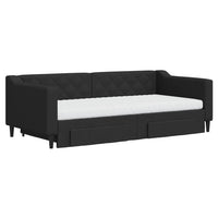 Divano Letto Estraibile con Cassetti Nero 90x190 cm in Tessuto 3197492