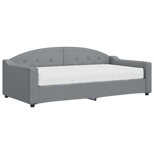 Divano Letto con Materasso-Sofa Letto-Daybed Grigio Chiaro 90x190 cm in Tessuto 676941