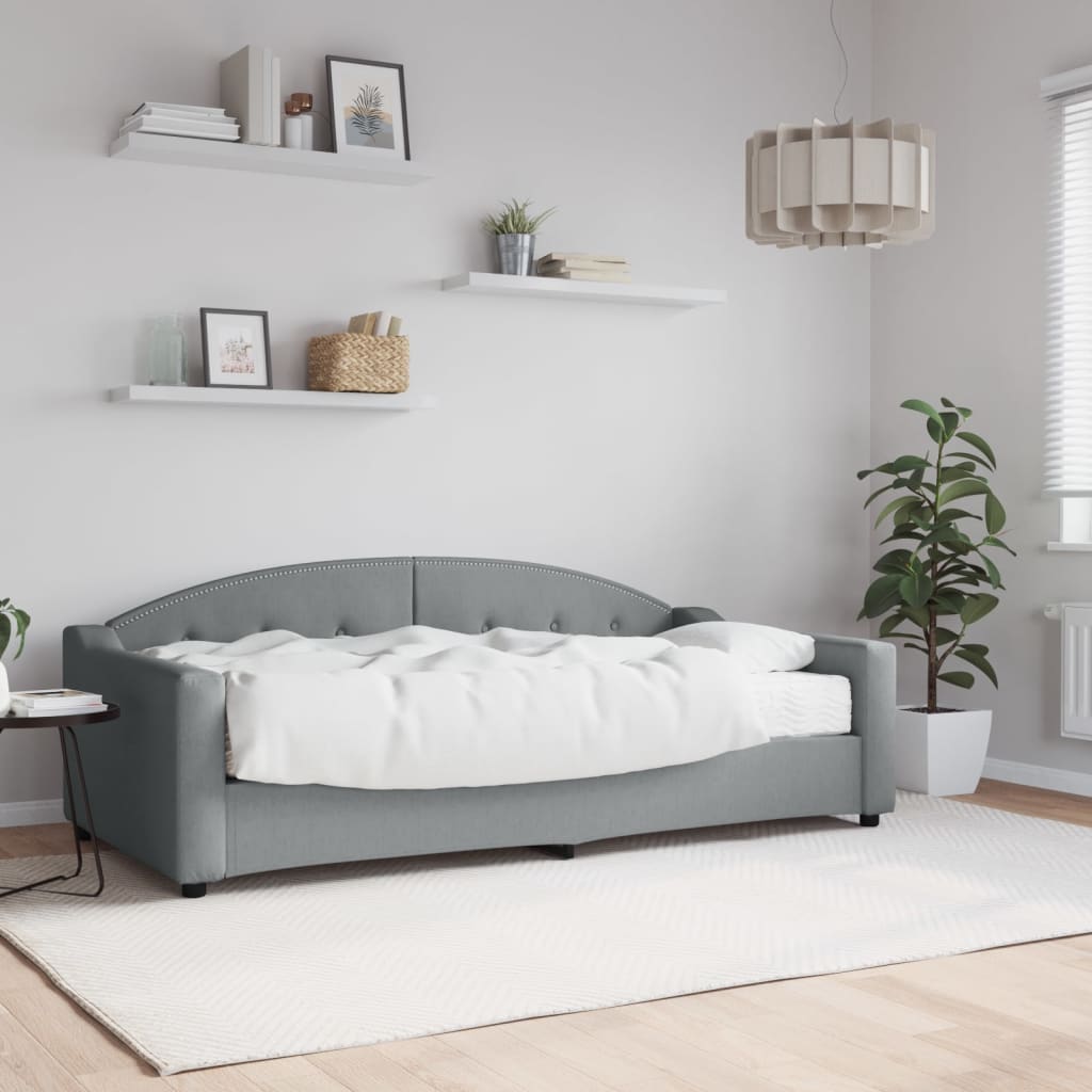Divano Letto con Materasso-Sofa Letto-Daybed Grigio Chiaro 90x190 cm in Tessuto 676941
